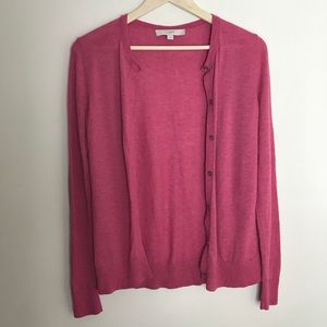 LOFT Pink Button-up Cardigan Sweater